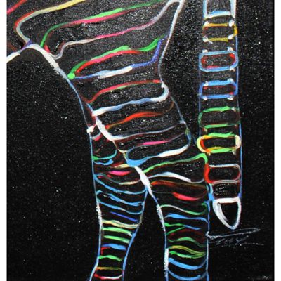 Tableau peinture zèbre 120 x 90 cm - ZEBRA NEON