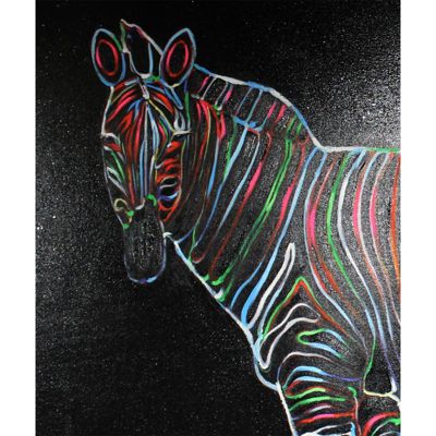 Tableau peinture zèbre 120 x 90 cm - ZEBRA NEON