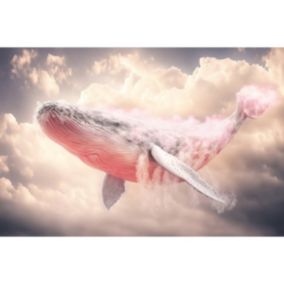 Tableau sur toile baleine rose 45x65 cm - Fabriqué en France