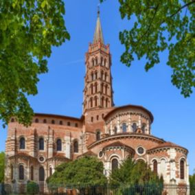 Tableau sur toile basilique saint-sernin de toulouse 65x65 cm - Fabriqué en France