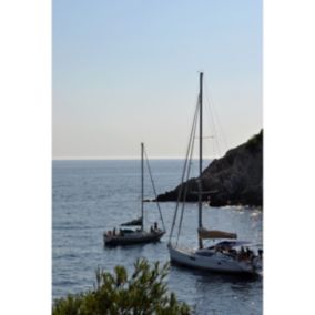 Tableau sur toile bateau couché de soleil calanques 45x65 cm - Fabriqué en France