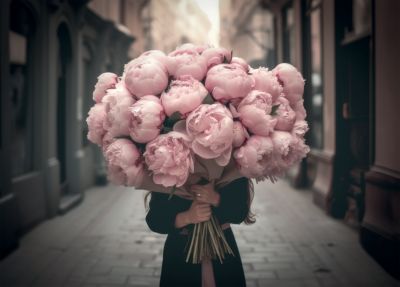 Tableau sur toile bouquet de pivoines