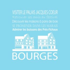 Tableau sur toile bourges bleu clair 30x30 cm - Fabriqué en France