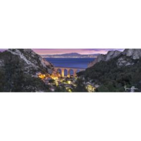 Tableau sur toile calanque vesse nuit 30x97 cm - Fabriqué en France