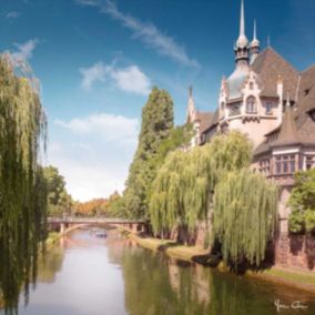 Tableau sur toile canal du faux rempart de strasbourg 65x65 cm - Fabriqué en France