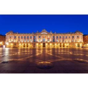 Tableau sur toile capitole de toulouse de nuit 45x65 cm - Fabriqué en France