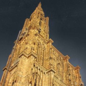 Tableau sur toile cathédrale de strasbourg dorée 45x45 cm - Fabriqué en France