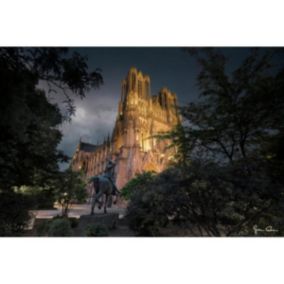 Tableau sur toile cathédrale jeanne d'arc à reims 45x65 cm - Fabriqué en France