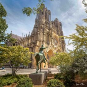 Tableau sur toile cathédrale notre-dame de reims 65x65 cm - Fabriqué en France