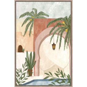 Tableau sur toile encadré porte ethnique ocre l.60 x H.90 cm Dada Art