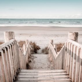 Tableau sur toile escalier de plage 90x90 cm - Fabriqué en France