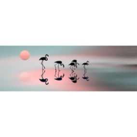 Tableau sur toile flamants roses 30x97 cm - Fabriqué en France