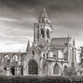 Tableau sur toile église saint-étienne-le-vieux noir et blanc 45x45 cm - Fabriqué en France