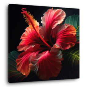 Tableau sur toile hibiscus 30x30 cm - Fabriqué en France