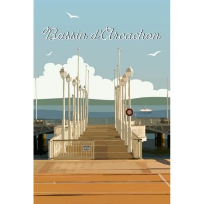 Tableau sur toile illustration bassin d'arcachon 30x45 cm Fabriqué en France