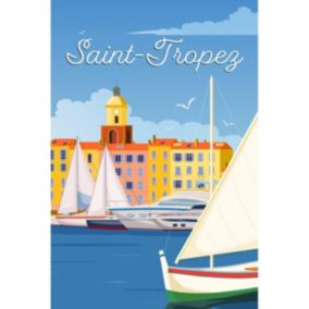 Tableau sur toile illustration bateaux à saint-tropez 30x45 cm - Fabriqué en France