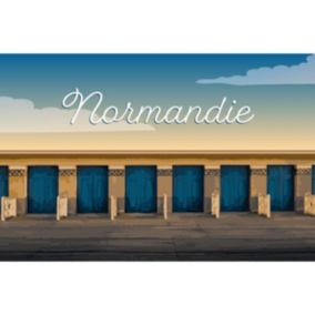 Tableau sur toile illustration cabines normandie 30x45 cm - Fabriqué en France