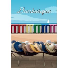 Tableau sur toile illustration cabines plage de dunkerque 30x45 cm - Fabriqué en France