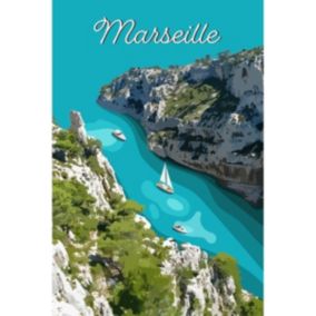 Tableau sur toile illustration calanque marseille 30x45 cm - Fabriqué en France