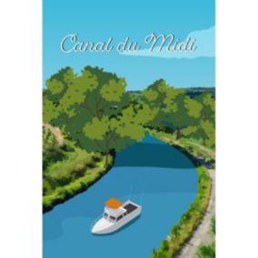 Tableau sur toile illustration canal du midi 30x45 cm - Fabriqué en France