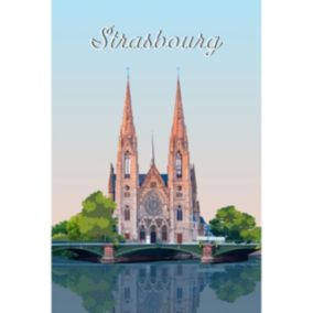 Tableau sur toile illustration cathédrale notre-dame strasbourg 30x45 cm - Fabriqué en France