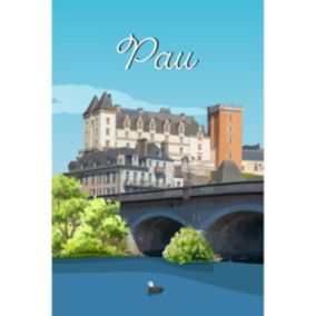 Tableau sur toile illustration château de pau 30x45 cm - Fabriqué en France