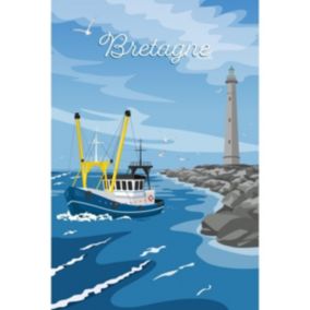 Tableau sur toile illustration chalutier breton 30x45 cm - Fabriqué en France