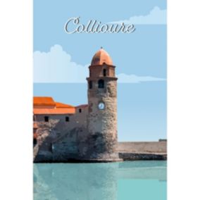 Tableau sur toile illustration clocher de collioure 30x45 cm - Fabriqué en France