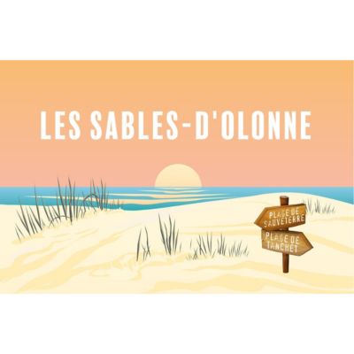 Tableau sur toile illustration crépuscule sur les sables-d'olonne 45x65 cm Fabriqué en France