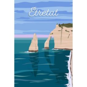 Tableau sur toile illustration falaises etretat 65x97 cm - Fabriqué en France