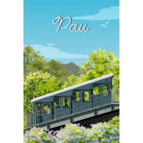 Tableau sur toile illustration funiculaire de pau 30x45 cm - Fabriqué en France