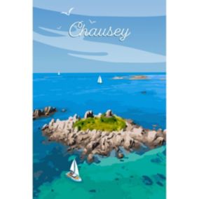 Tableau sur toile illustration île de chausey 30x45 cm - Fabriqué en France