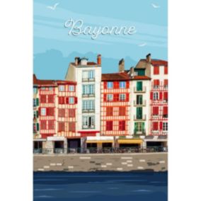 Tableau sur toile illustration les quais de bayonne 45x65 cm - Fabriqué en France