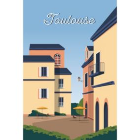 Tableau sur toile illustration maisons à toulouse 45x65 cm - Fabriqué en France