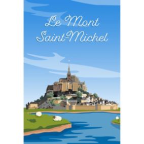 Tableau sur toile illustration mont-saint-michel 45x65 cm - Fabriqué en France