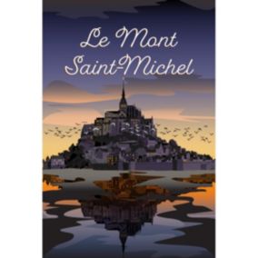 Tableau sur toile illustration mont-saint-michel sunset 30x45 cm - Fabriqué en France