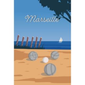 Tableau sur toile illustration pétanque marseille 30x45 cm - Fabriqué en France