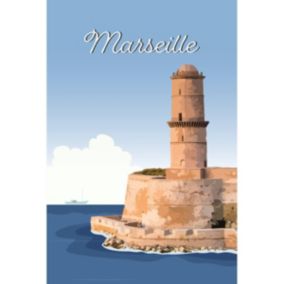 Tableau sur toile illustration phare sainte-marie à marseille 45x65 cm Fabriqué en France
