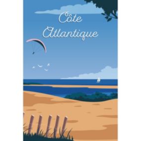 Tableau sur toile illustration plage côte atlantique nuit 30x45 cm - Fabriqué en France