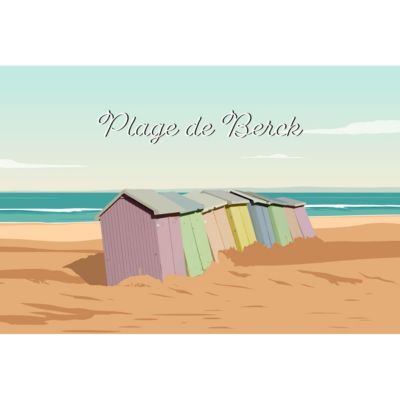 Tableau sur toile illustration plage de berck 30x45 cm Fabriqué en France