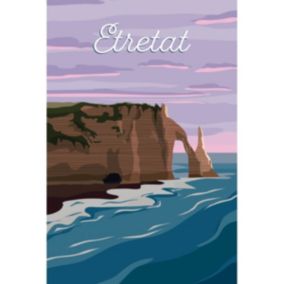 Tableau sur toile illustration plage etretat 65x97 cm - Fabriqué en France