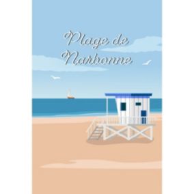 Tableau sur toile illustration plage narbonne 45x65 cm - Fabriqué en France