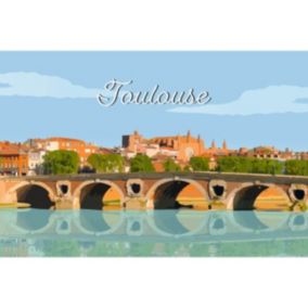 Tableau sur toile illustration pont neuf toulouse 45x65 cm - Fabriqué en France