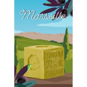 Tableau sur toile illustration savon de marseille 30x45 cm - Fabriqué en France