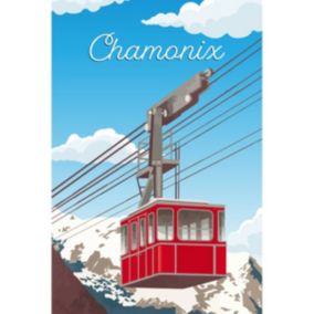 Tableau sur toile illustration téléphérique chamonix 45x65 cm - Fabriqué en France