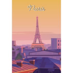 Tableau sur toile illustration tour eiffel paris 30x45 cm - Fabriqué en France