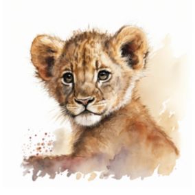 Tableau sur toile lionceau enfant 30x30 cm - Fabriqué en France
