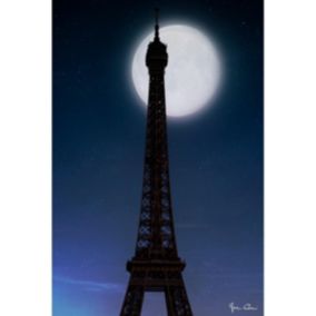 Tableau sur toile lune et tour eiffel 45x65 cm - Fabriqué en France