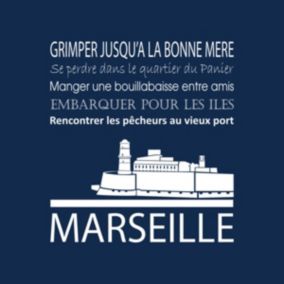 Tableau sur toile marseille navy 30x30 cm - Fabriqué en France