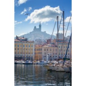 Tableau sur toile marseille - voiliers et notre-dame de la garde 30x45 cm - Fabriqué en France